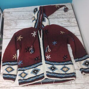 Vintage Jolli Importz Handmade Hand-knitted Big Flower Sweater